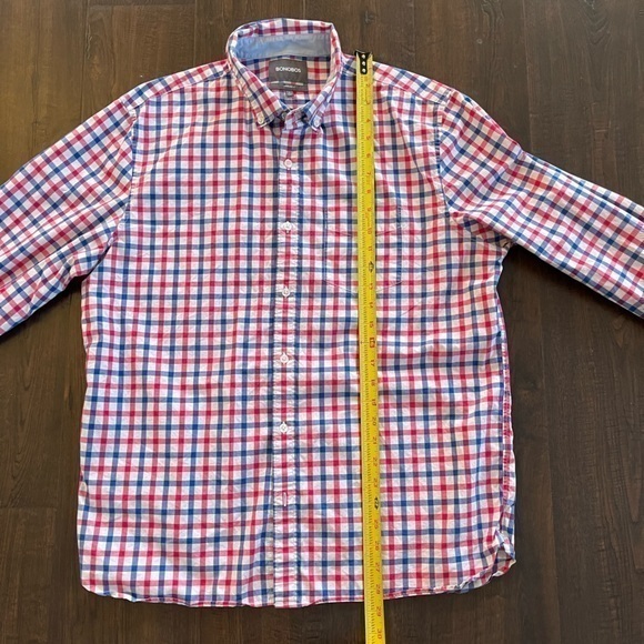 BONOBOS Standard Fit Pink Blue Checked Button‎ Down Size Large - Picture 10 of 10